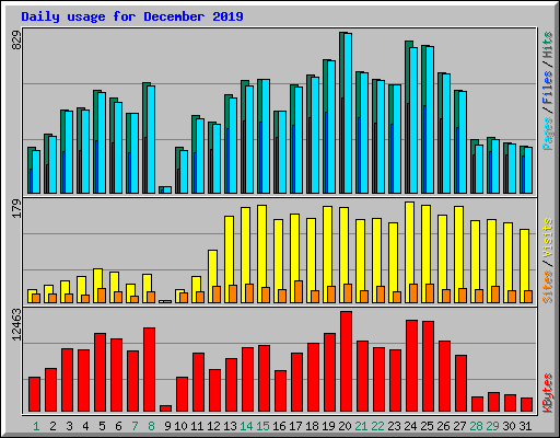 Daily usage for December 2019
