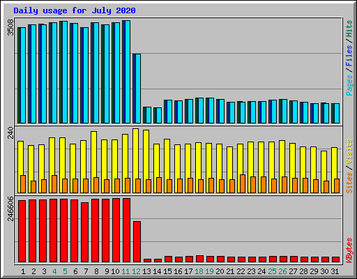 Daily usage for July 2020
