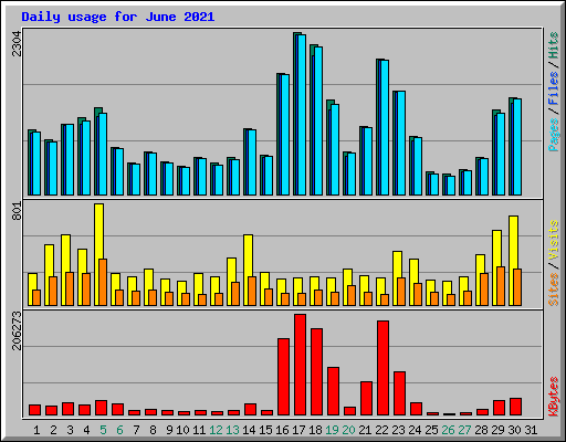 Daily usage for June 2021